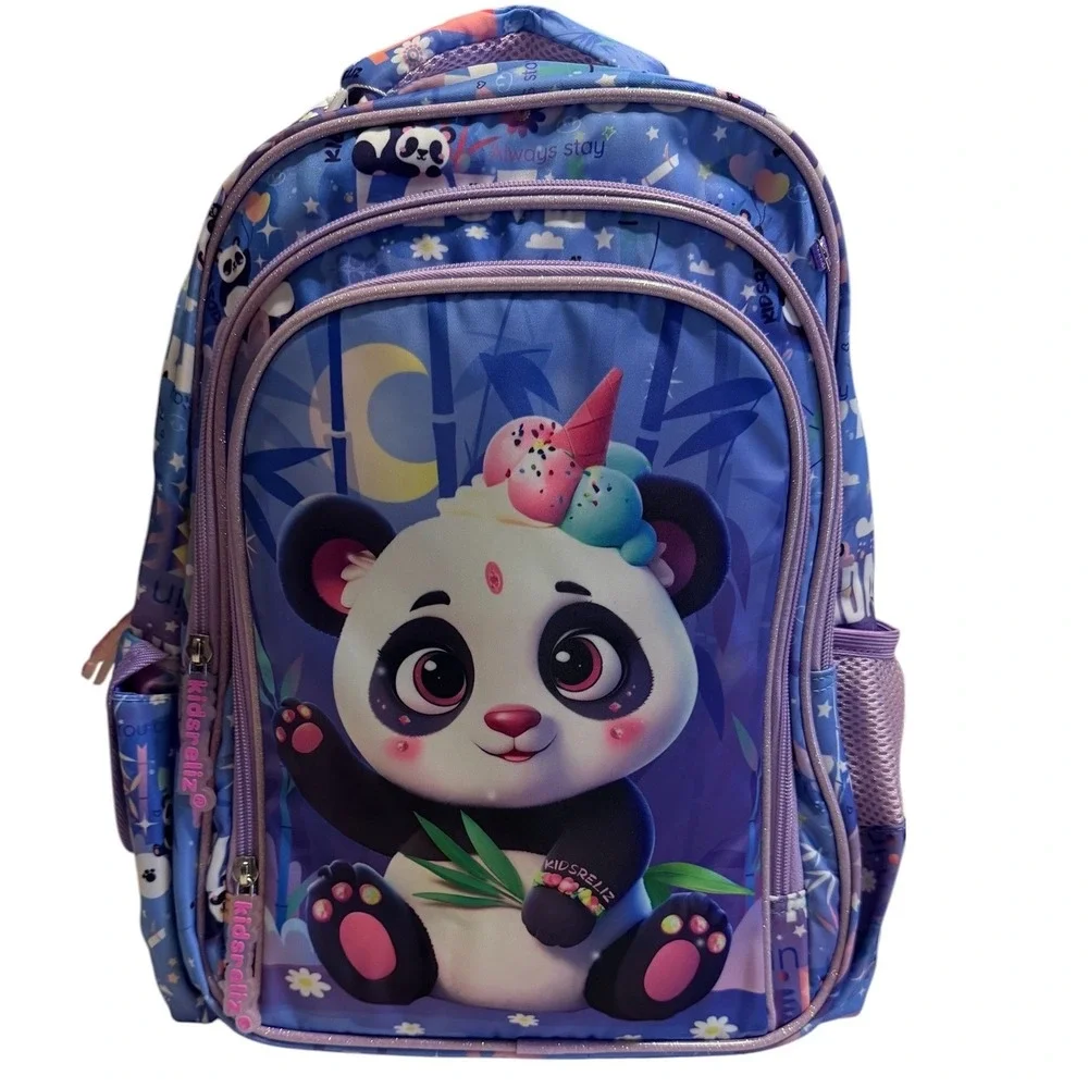 Kidspunk Kidsreliz Panda Backpack Purple Holographic School Bag GB-PD1-1